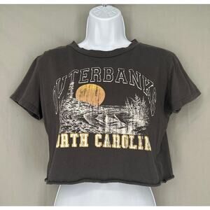 Altard State Top Women Small Gray Graphic Tee Cropped Outer Banks North Carolina